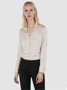 Pale Pink Satin Blouse